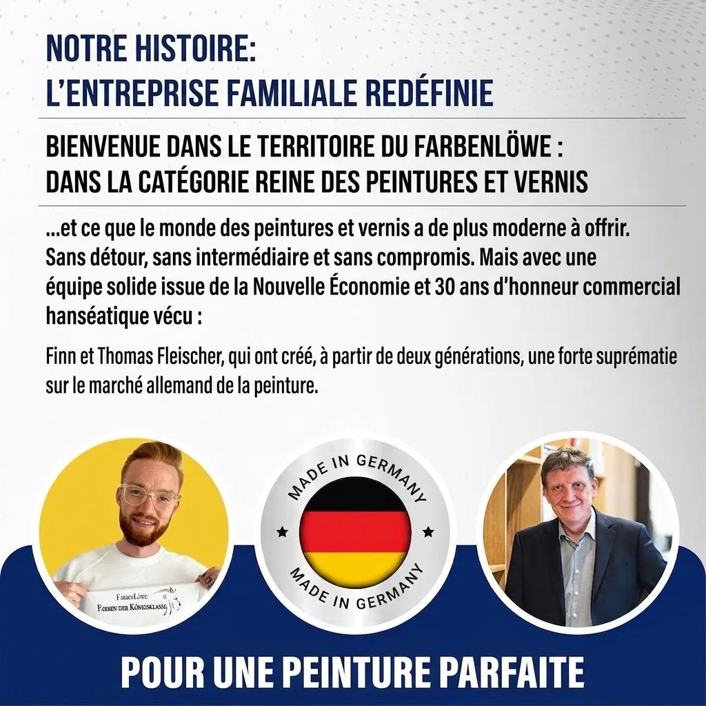 Farbenlöwe : Entreprise familiale allemande de peinture haut de gamme, 'Made in Germany', avec Finn et Thomas Fleischer.