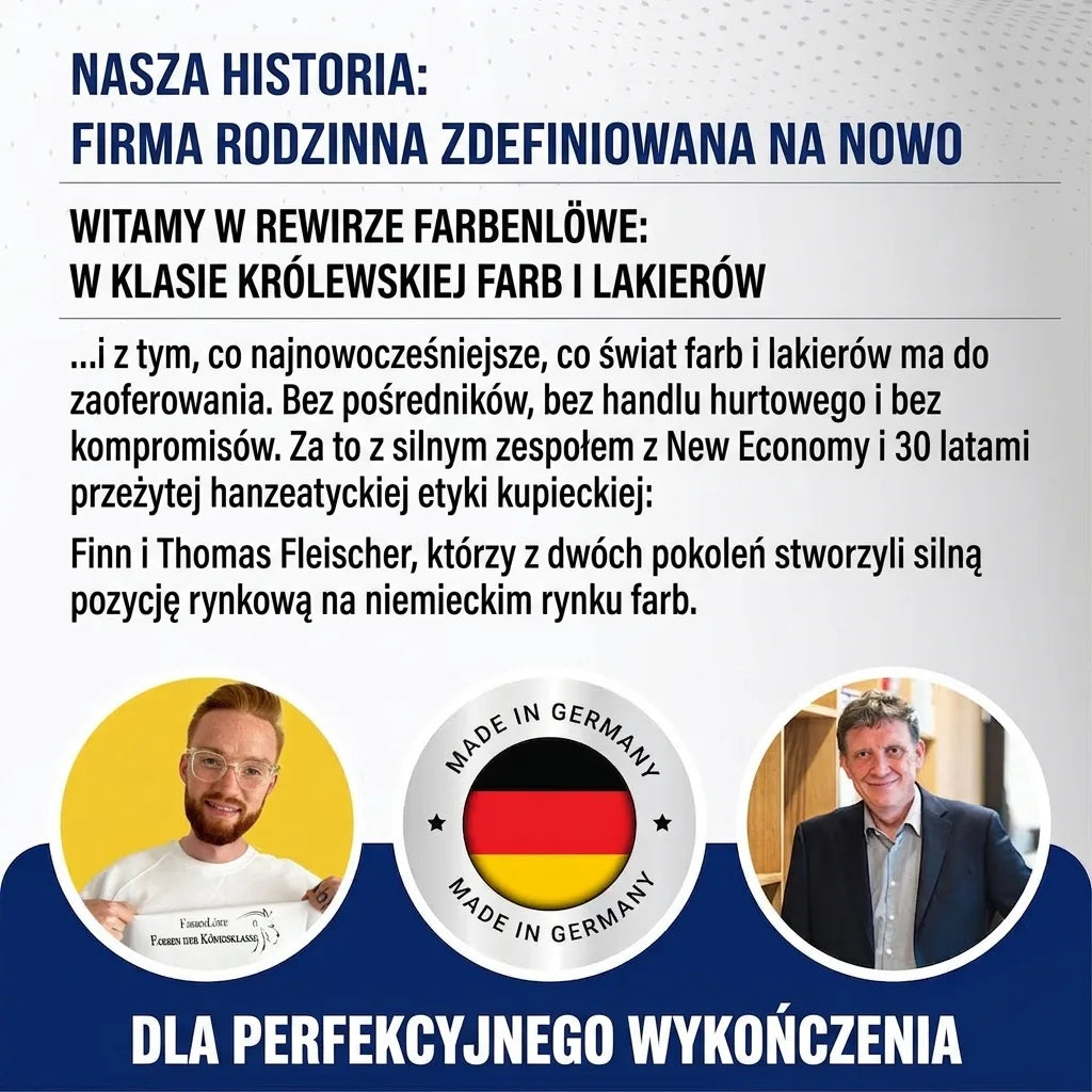 Niemiecka firma rodzinna Farbenlöwe: Finn i Thomas Fleischer prezentują farby i lakiery "Made in Germany" najwyższej klasy.