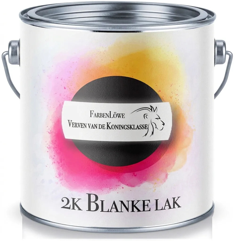 FarbenLöwe 2K blanke lak blik, met opschrift 'Farben der Königsklasse'.