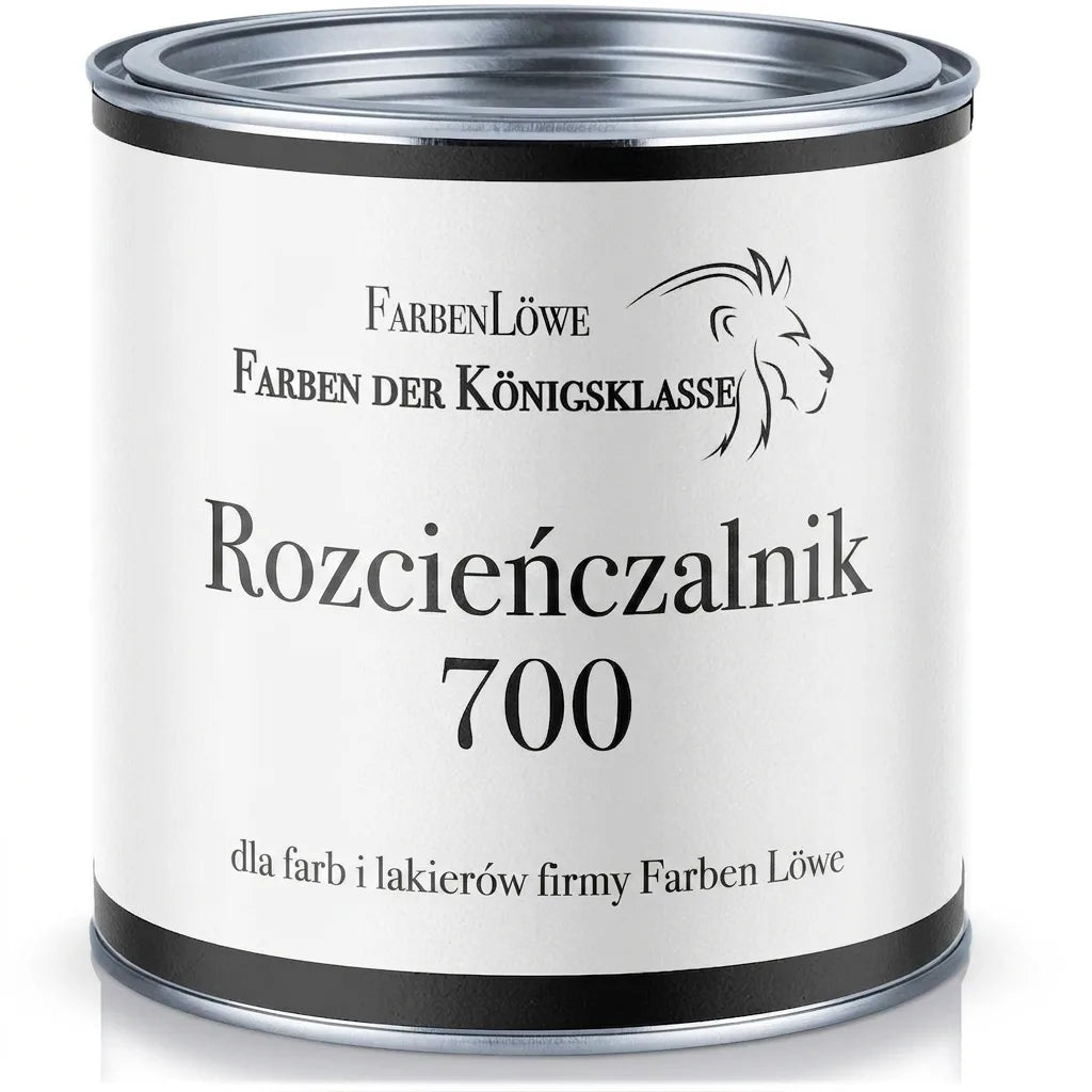 Puszka rozcieńczalnika FarbenLöwe Verdünnung 700 do farb i lakierów, z etykietą i logo lwa.