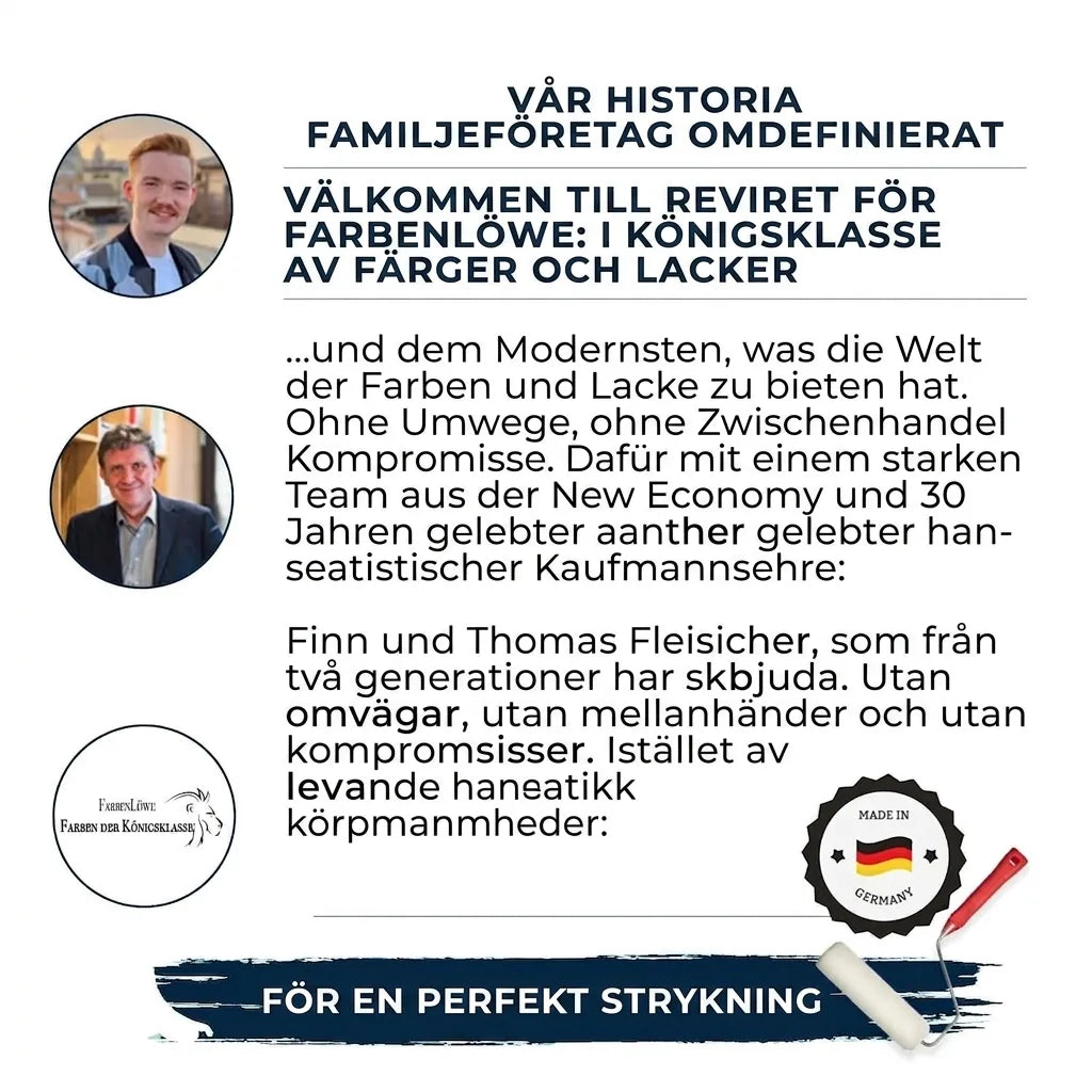 FarbenLöwe: Tysk familjeföretag, två generationer. Kunglig klass färg & lack för perfekt resultat. Made in Germany.