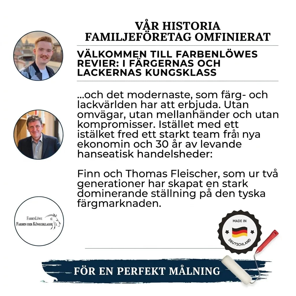 FarbenLöwe: Familjeföretagets historia, tysk kvalitet inom färg och lack. Finn och Thomas Fleischer.