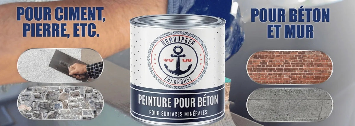 Pot de peinture béton Hamburger Lackprofi pour surfaces minérales: ciment, pierre, brique, béton et enduit.