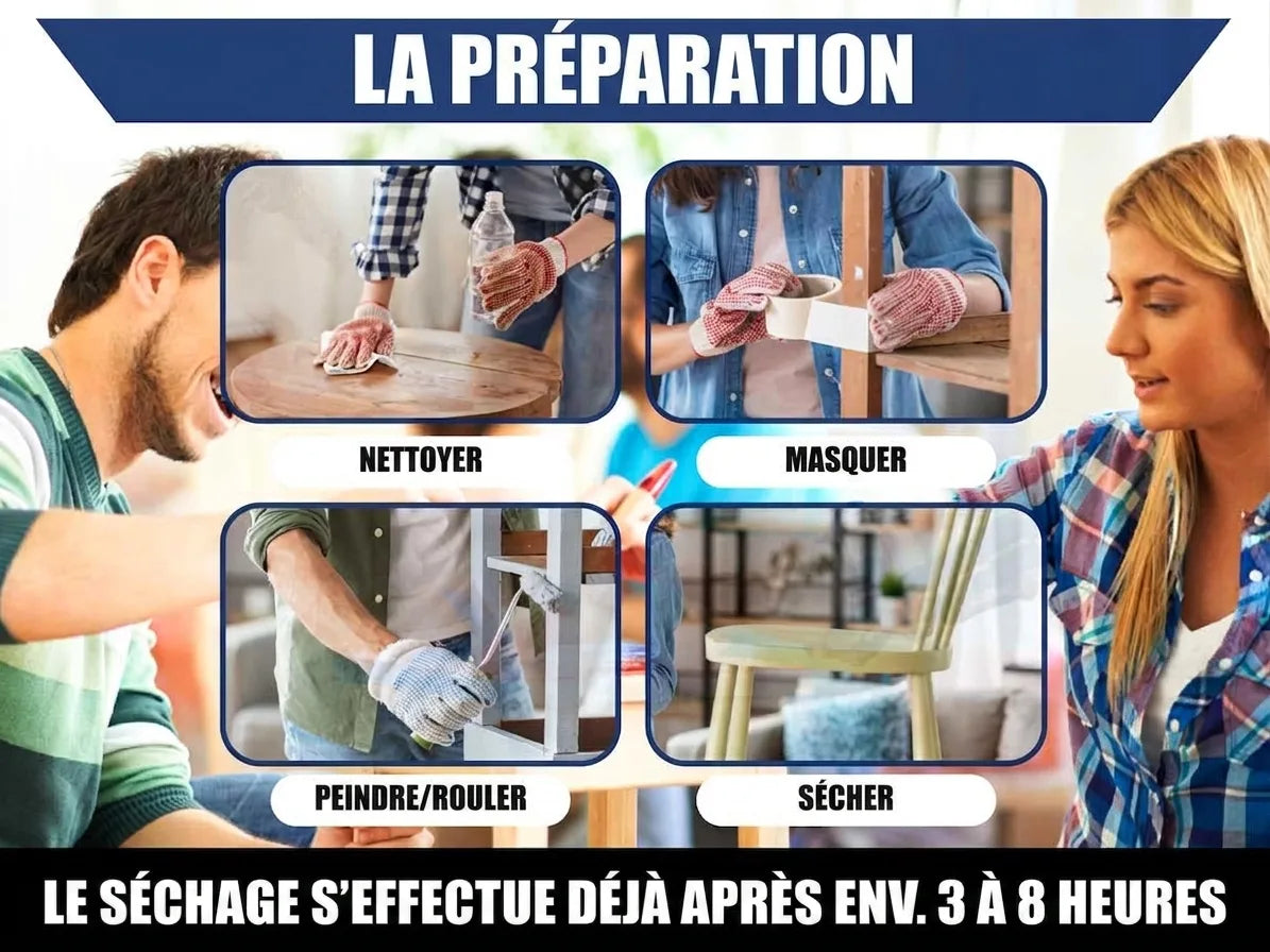 Étapes préparation peinture meubles: nettoyage, masquage, application. Guide complet pour relooker votre mobilier.