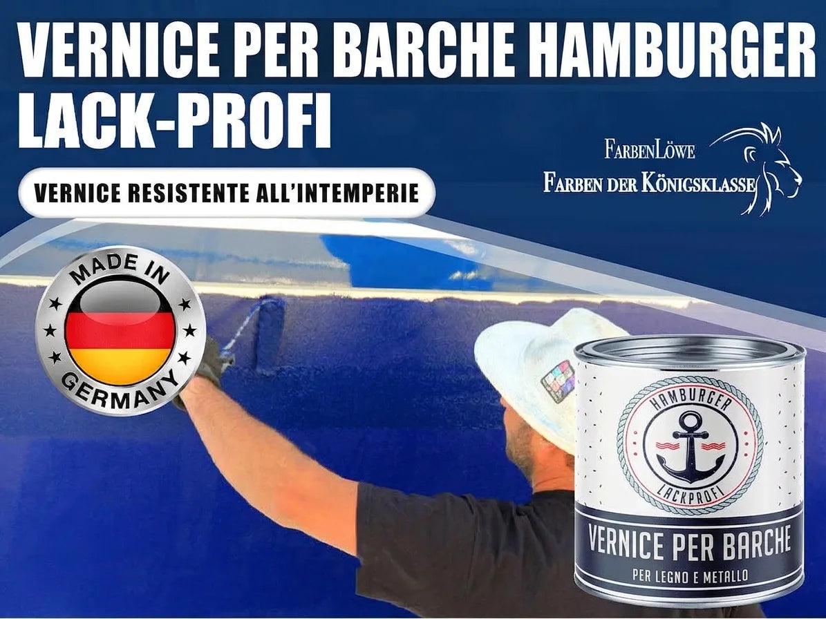 Vernice per barche Hamburger Lack-Profi, resistente alle intemperie, Made in Germany, per legno e metallo.