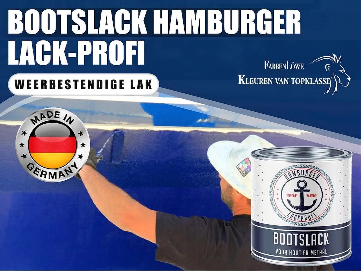 Weerbestendige Hamburger Lackprofi bootslak voor hout en metaal. Made in Germany.