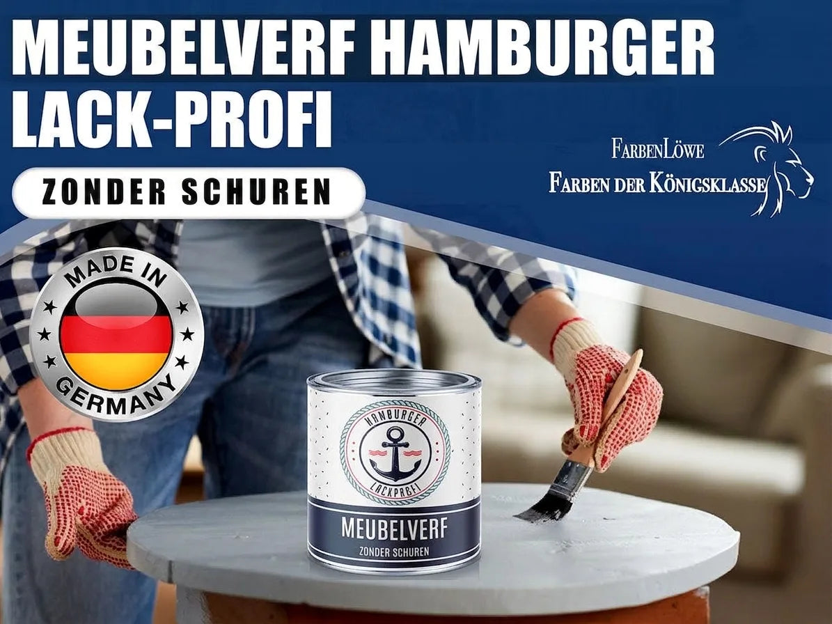 Hamburger Lak-Profi meubelverf van FarbenLöwe. Direct zonder schuren aan te brengen. Made in Germany kwaliteit.