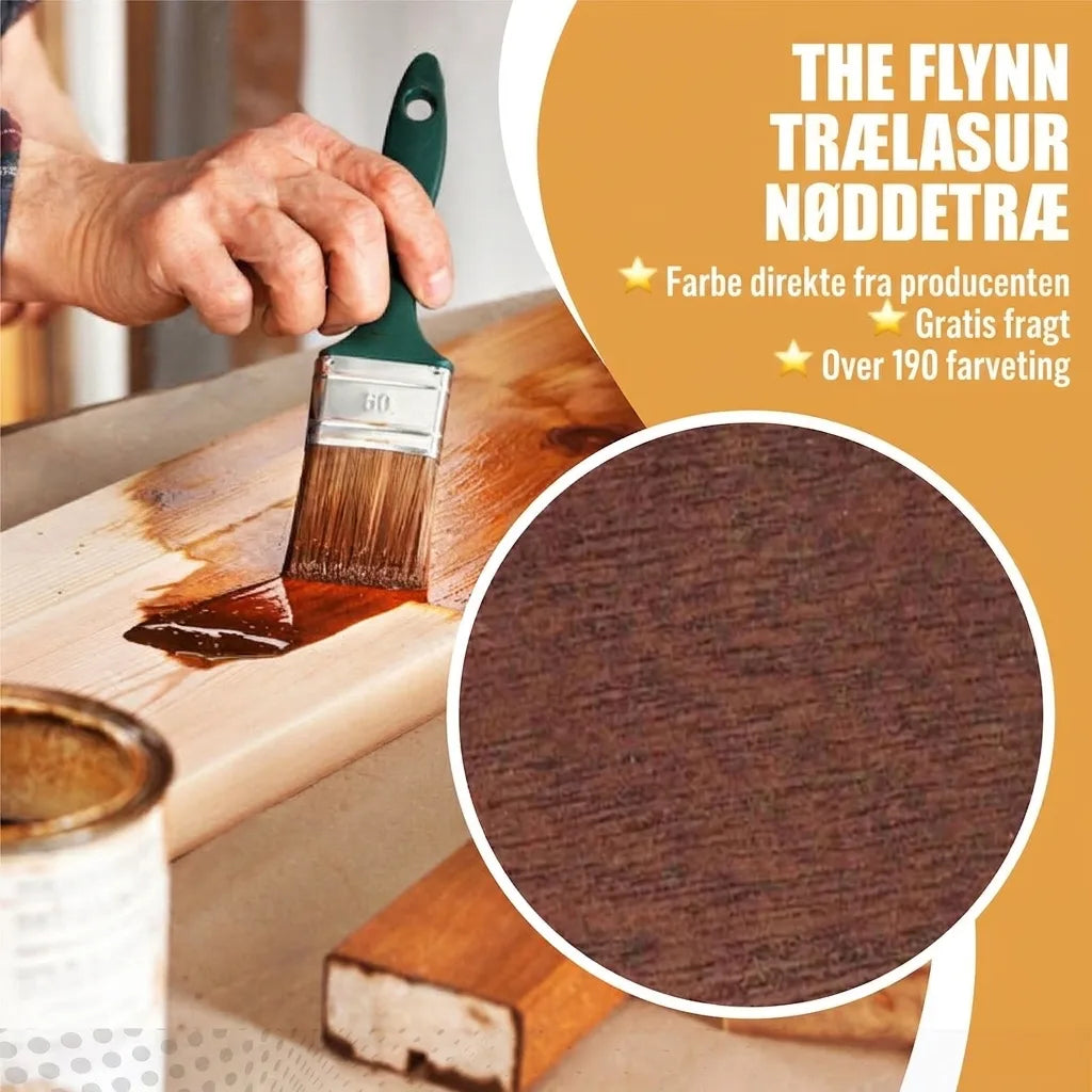 THE FLYNN TRÆLASUR VALNØD, påført med pensel; farve direkte fra producenten, gratis forsendelse, over 190 farver.