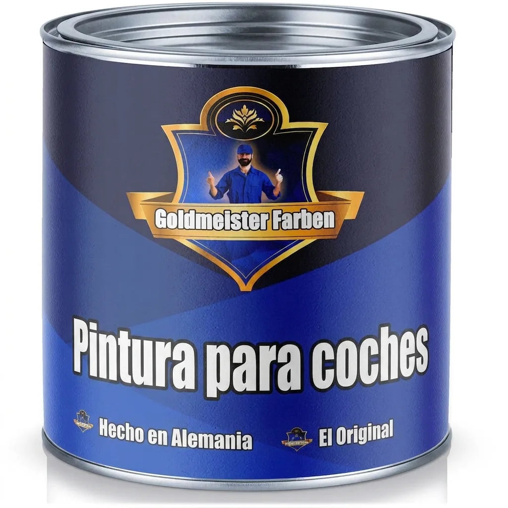 Lata de pintura azul brillante Goldmeister Farben Autolack para coches, original, fabricado en Alemania.
