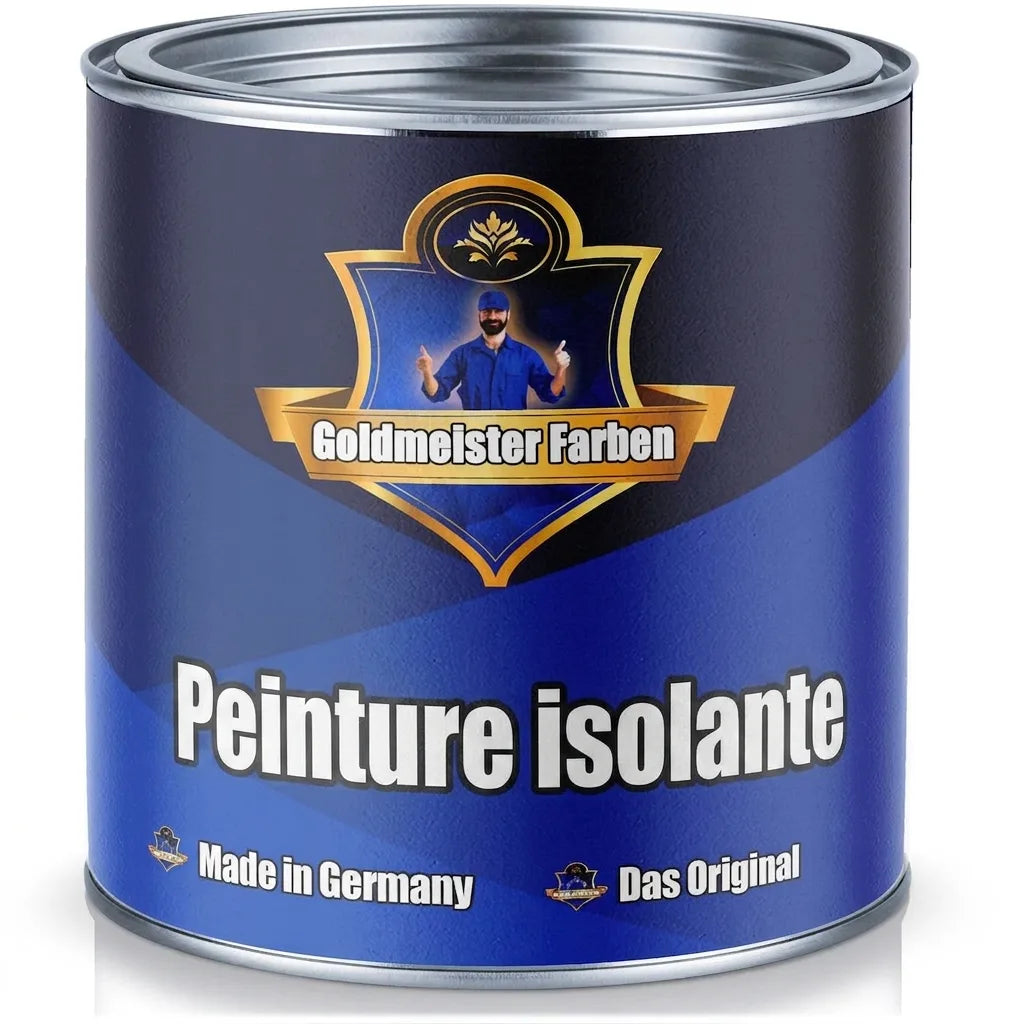 Pot de peinture bleu Goldmeister Farben. Peinture isolante. Fabriqué en Allemagne, l'original.