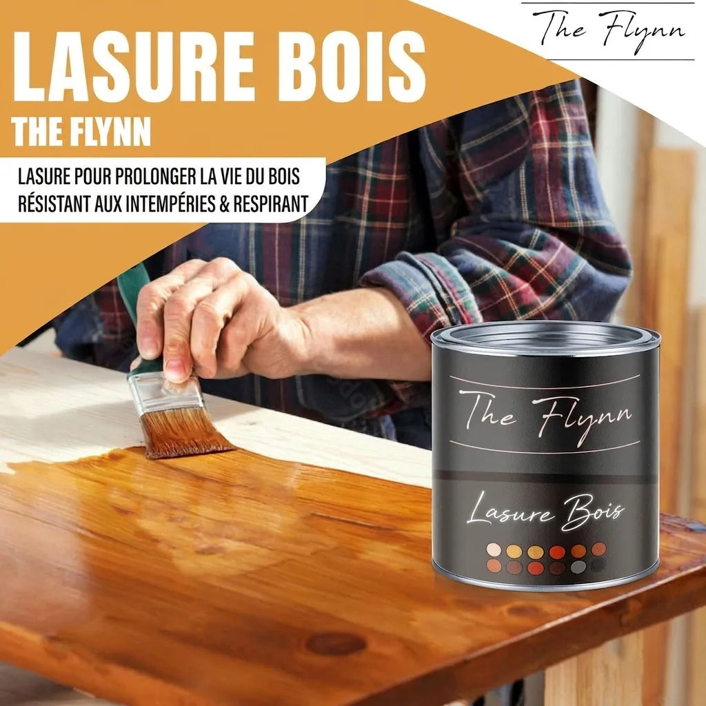 Lasure bois The Flynn pour prolonger la durée de vie du bois. Résistante aux intempéries et respirante.