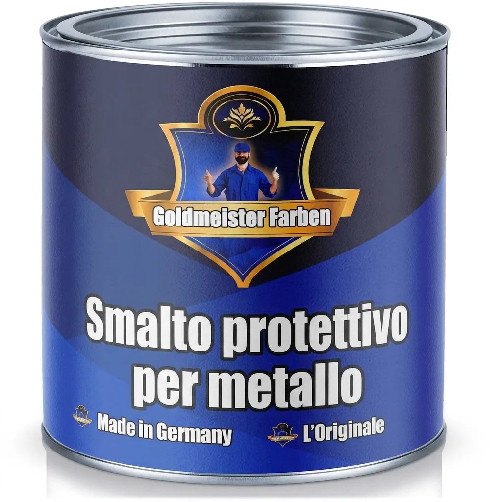 Lattina blu di Goldmeister Farben, vernice protettiva per metalli 3in1. Prodotto tedesco originale.