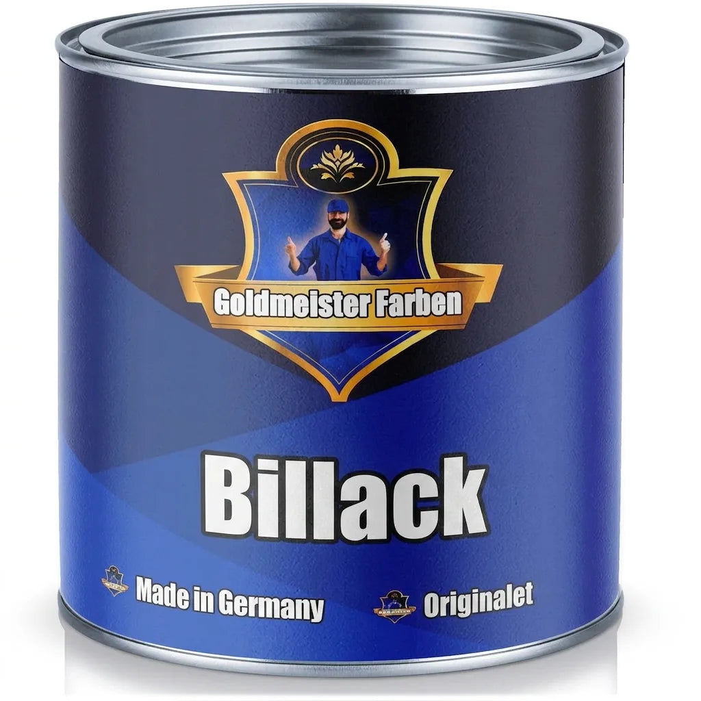 Blå burk med Goldmeister Farben Autolack, tysk original billack för fordon.