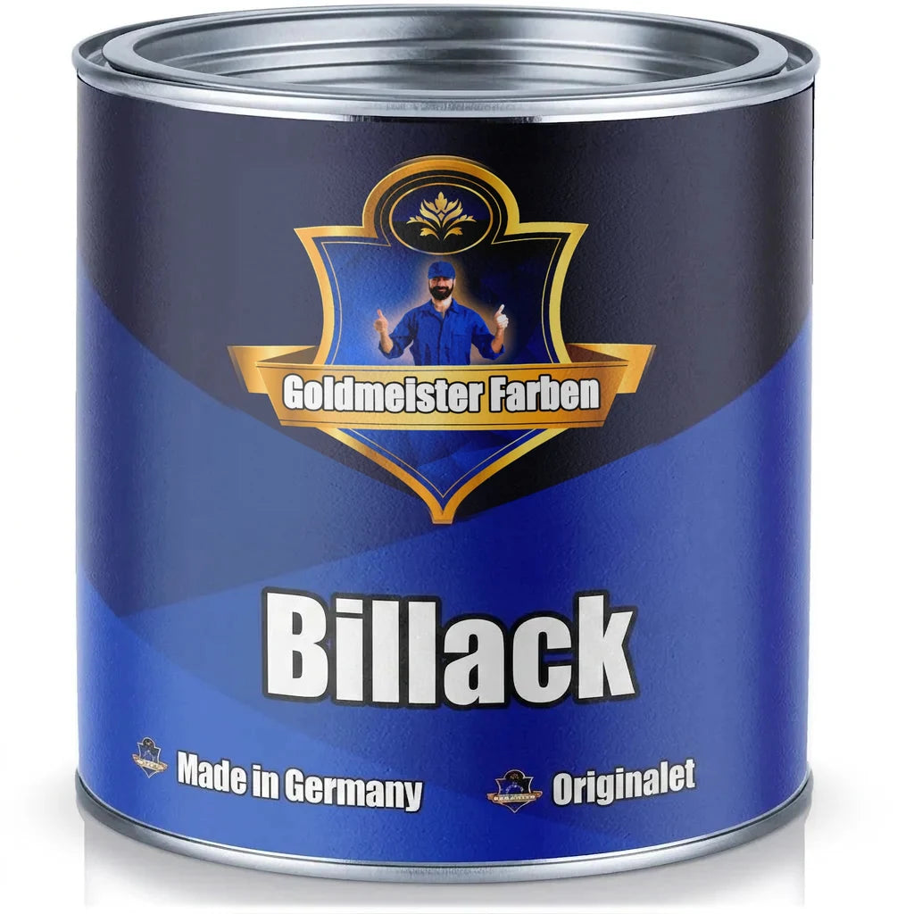 Blå burk med Goldmeister Farben Autolack, tysk original billack för fordon.