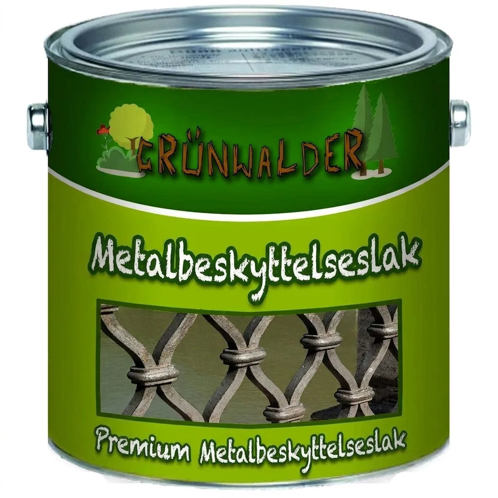 Grünwalder Premium metalbeskyttelseslak i grøn dåse. Effektiv beskyttelse af metal mod rust.