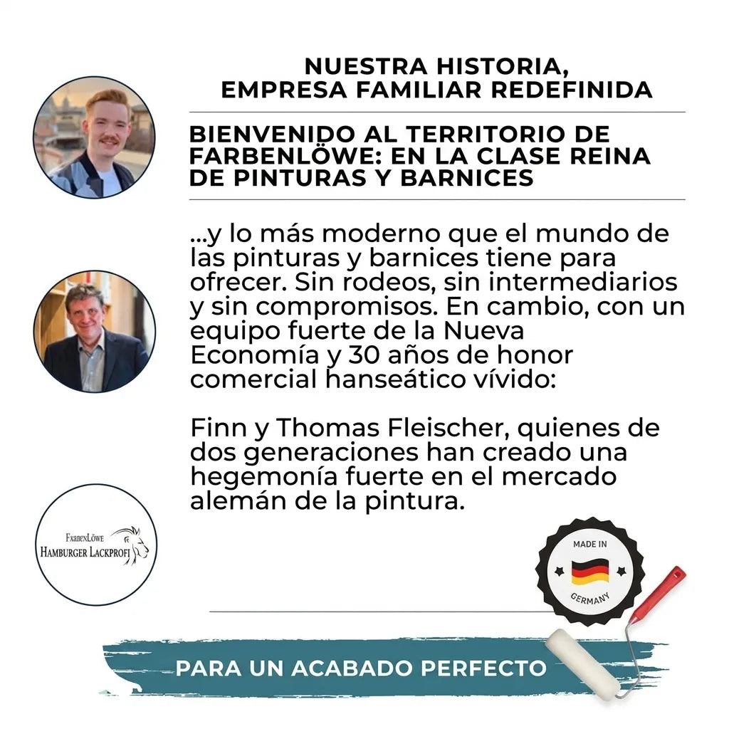 Historia de la empresa familiar FarbenLöwe, redefiniendo pinturas y lacas de clase real con calidad alemana.