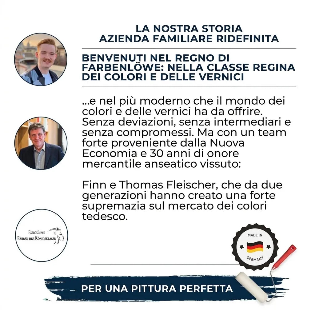 Storia di FarbenLöwe, azienda familiare tedesca di vernici e pitture di alta qualità per un risultato perfetto.