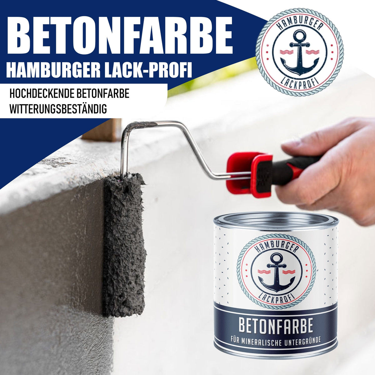 Betonfarbe Rundumsorglos-Set (X500) inkl. Zubehör XXL - Hamburger Lack-Profi