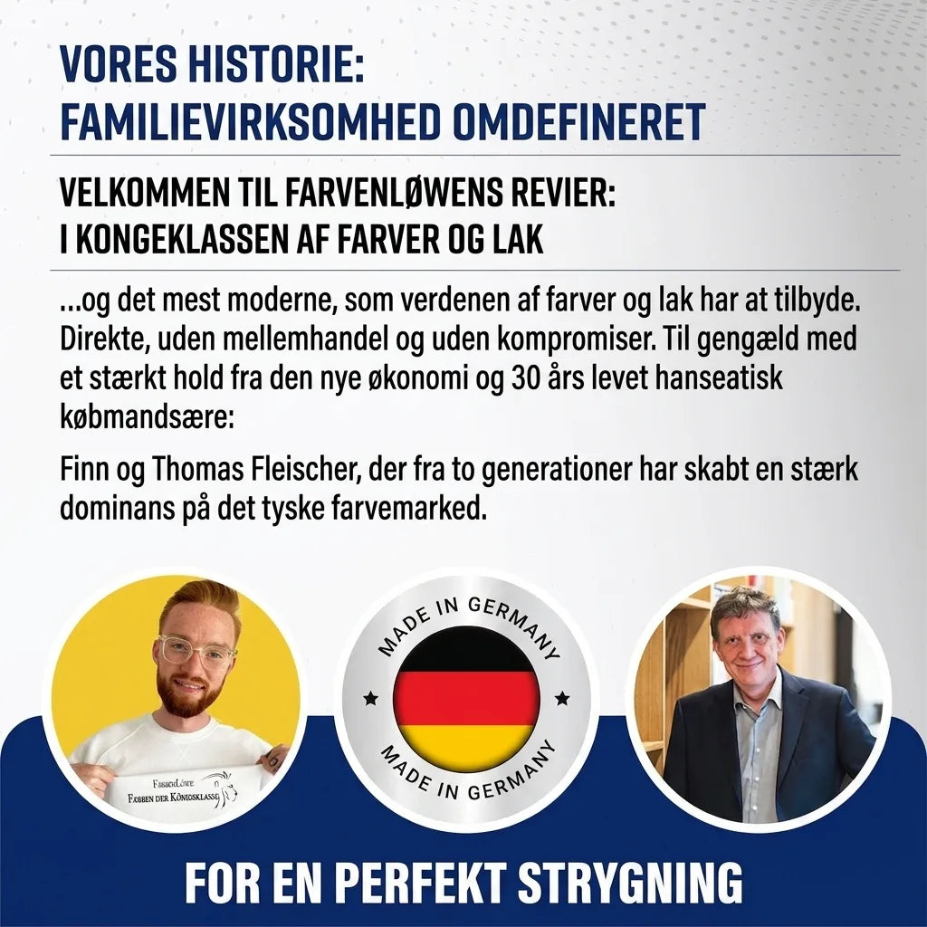 Tysk familieforetagende Farbenlöwe med Finn og Thomas Fleischer. Redefinerer farve- og lakmarkedet. Made in Germany.