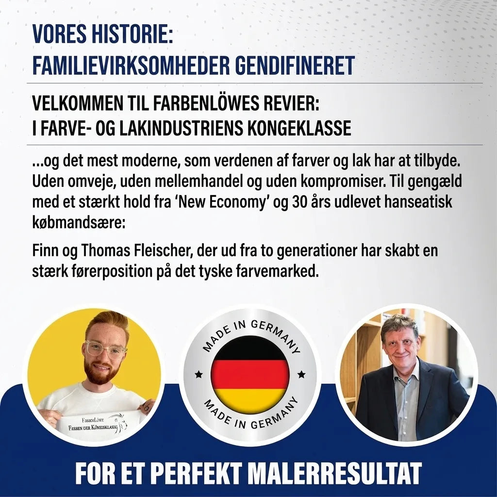 Farbenlöwe-præsentation: En familievirksomhed der redefinerer maling og lak. Med Finn og Thomas Fleischer, Made in Germany.