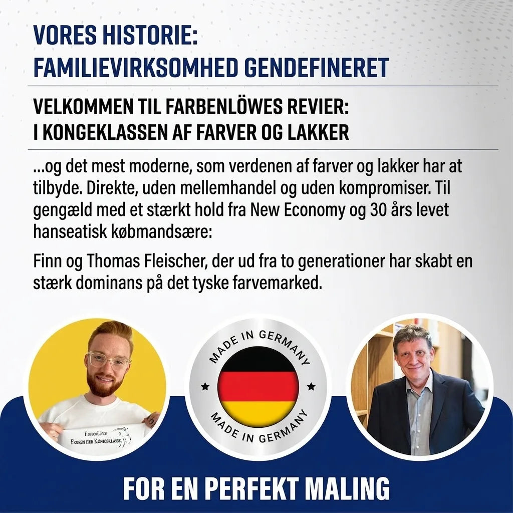 Historie om familievirksomhed med maling og lak, der er 'Made in Germany', præsenteret af Finn og Thomas Fleischer.
