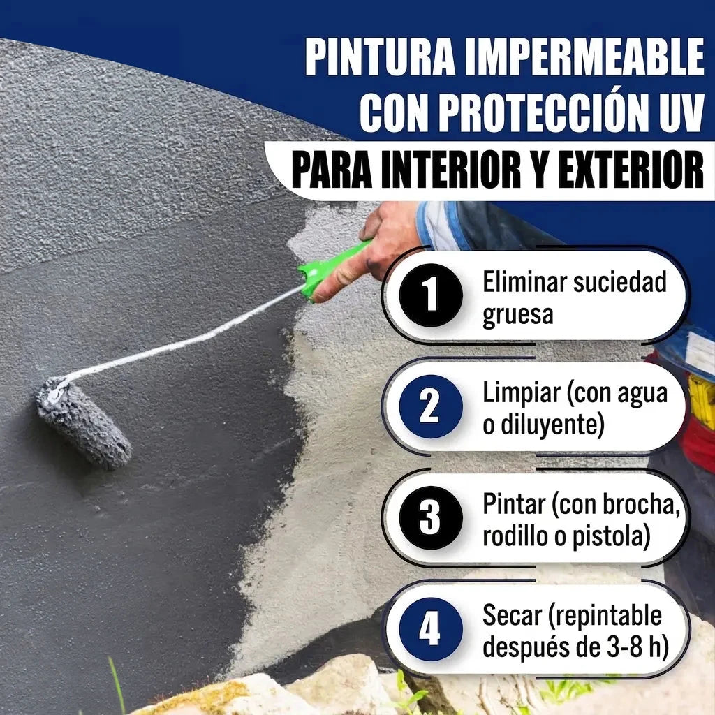 Pintura resistente a la intemperie con protección UV para interior y exterior: Pasos de aplicación.