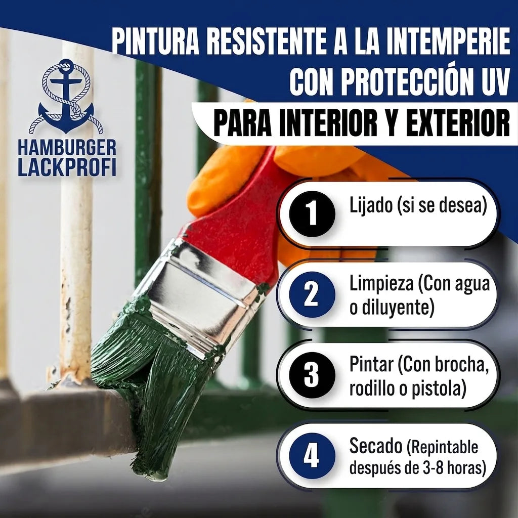Mano pintando valla. Pasos para usar pintura resistente al clima y UV para interiores y exteriores.