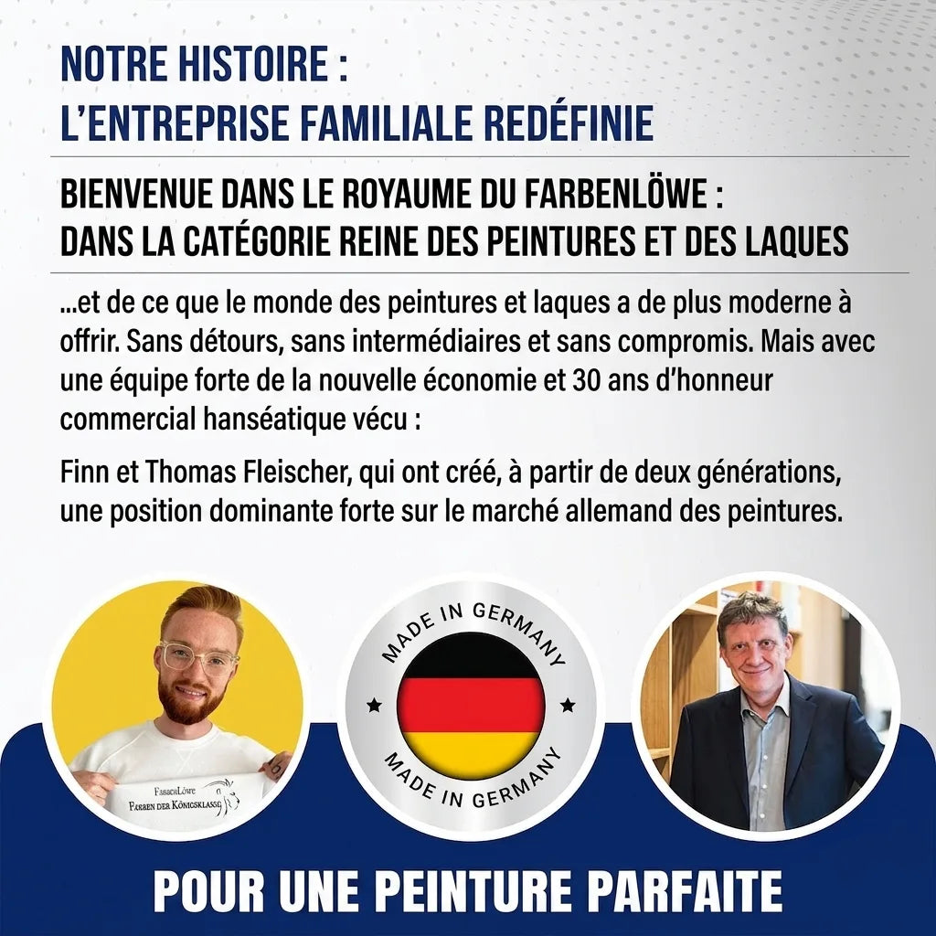 Entreprise familiale allemande FarbenLöwe, spécialiste en peintures et laques de qualité. Made in Germany.