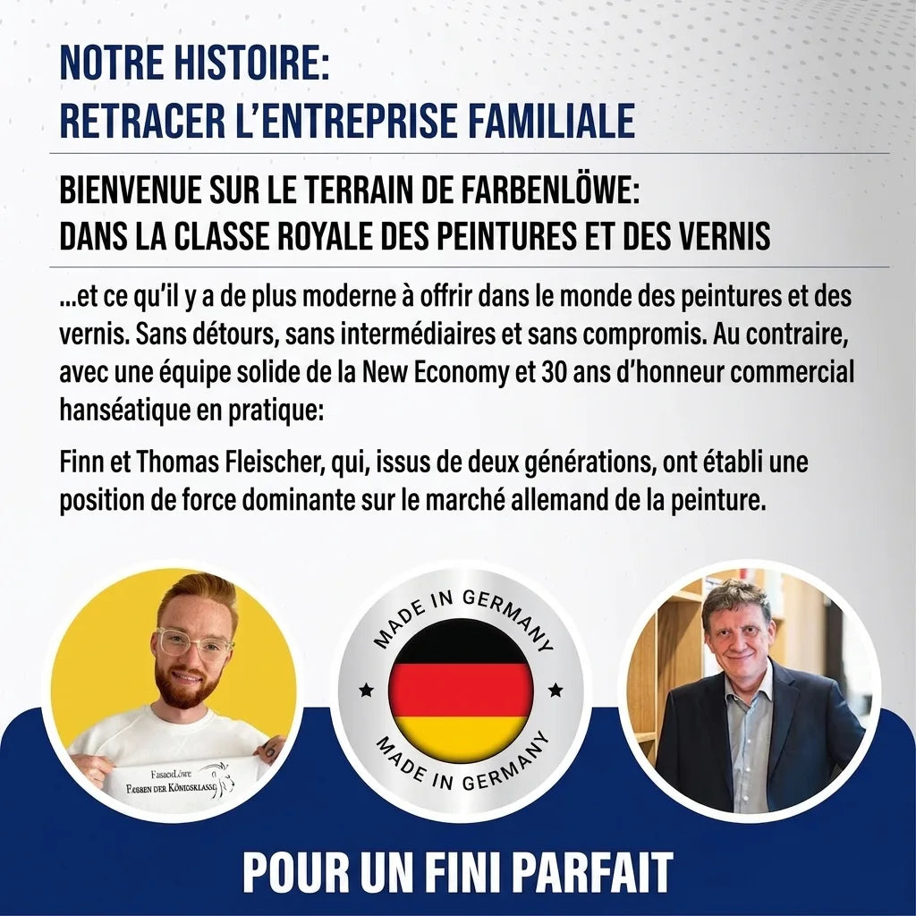 Histoire de l'entreprise familiale Fleischer, experts en peintures et laques. Fabriqué en Allemagne.