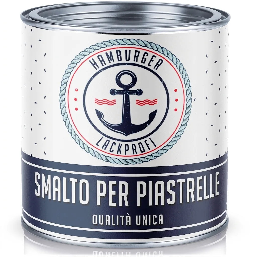 Vernice per piastrelle Hamburger Lackprofi, qualità unica, in latta con logo ancora marittimo.