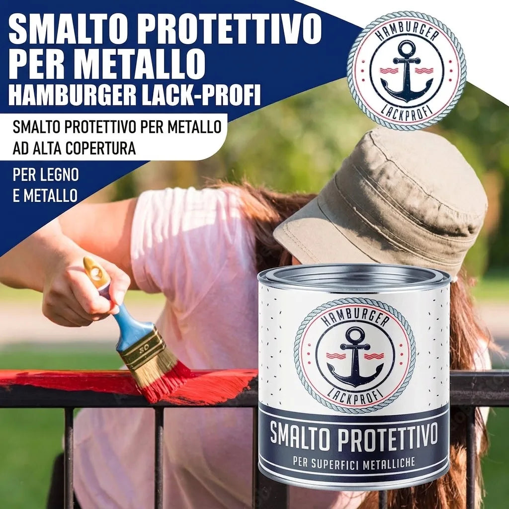 Verniciatura di ringhiera con smalto protettivo per metalli Hamburger Lack-Profi, resistente e coprente.