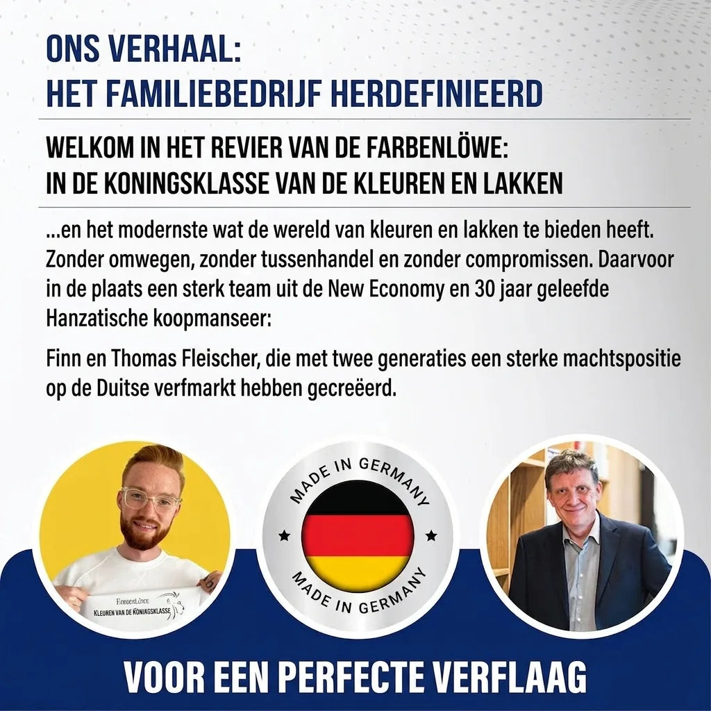 Farbenlöwe familiebedrijf presenteert premium verf en lak, gemaakt in Duitsland, door Finn en Thomas Fleischer.