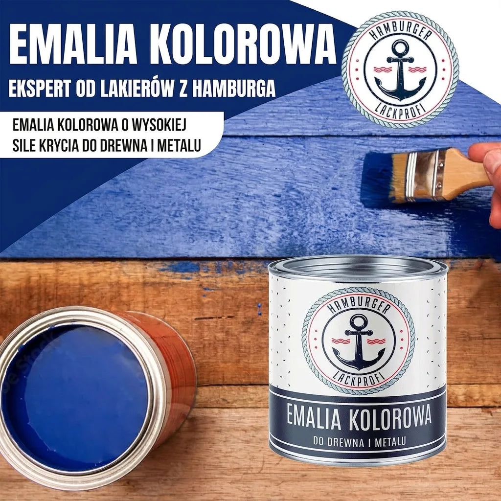 Niebieska farba Buntlack Hamburger Lack-Profi do drewna i metalu, puszki z farbą i malowanie desek.