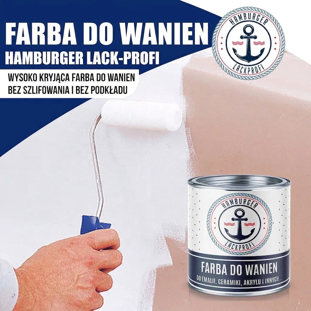 Wysokopigmentowa farba do wanny Hamburger Lack-Profi. Lakier do emalii, ceramiki, akrylu, bez szlifowania i gruntowania.