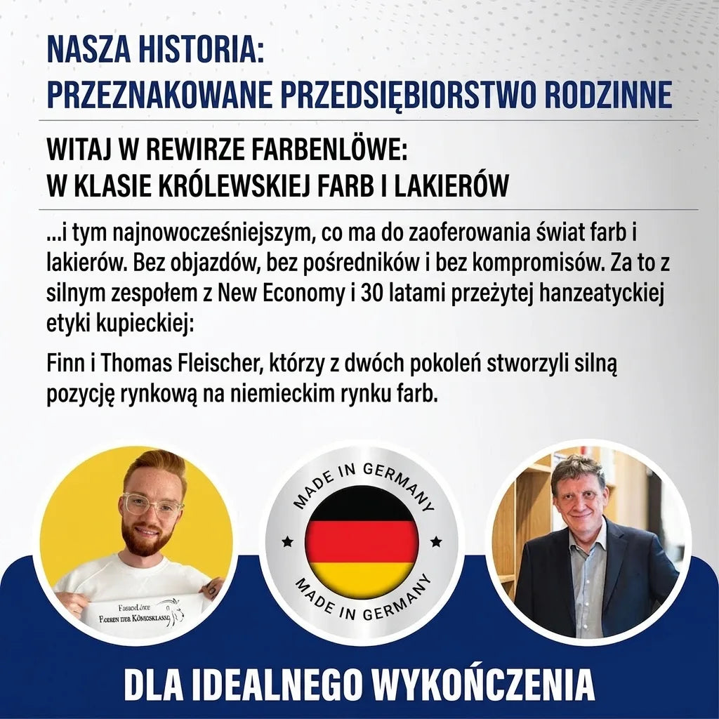Historia niemieckiej firmy rodzinnej Farbenlöwe. Finn i Thomas Fleischer, farby i lakiery 'Made in Germany'.