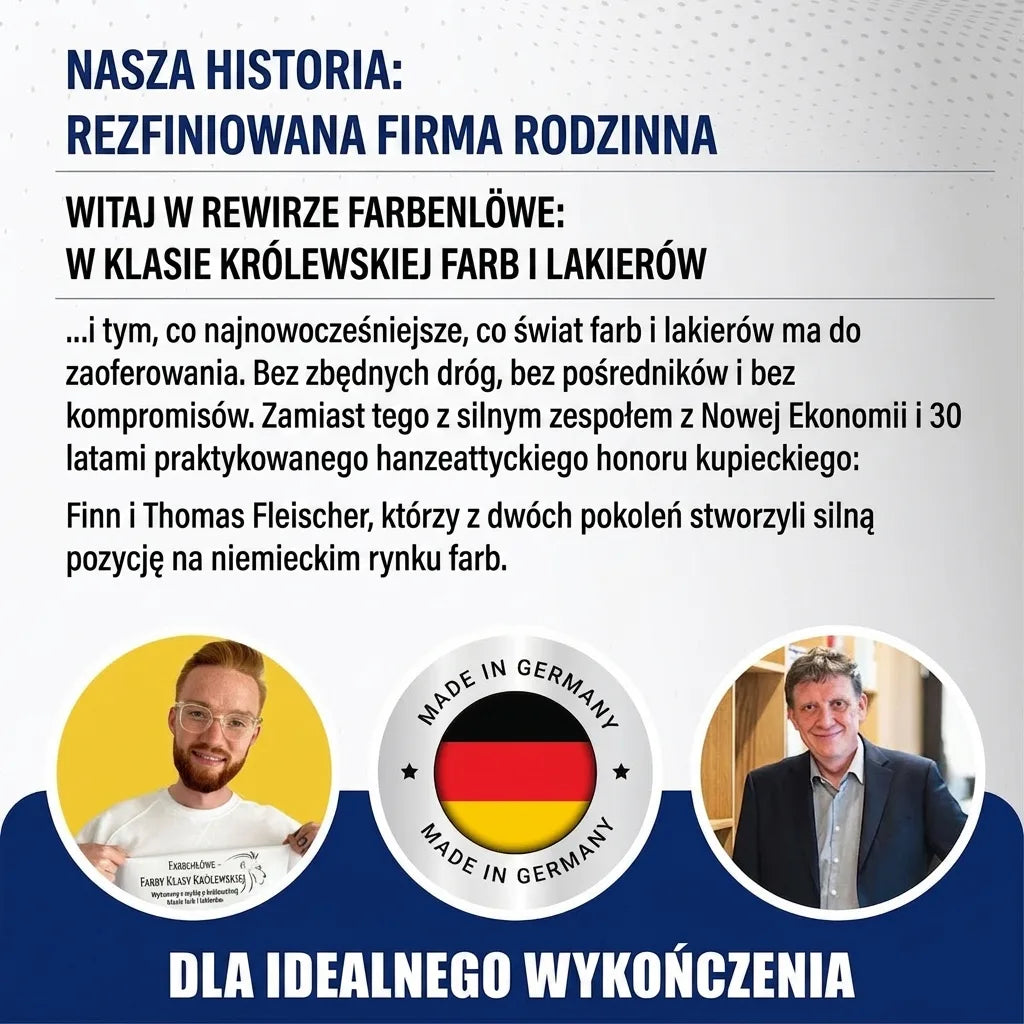 Finn i Thomas Fleischer, założyciele niemieckiej firmy rodzinnej, oferującej farby i lakiery 'Made in Germany'.