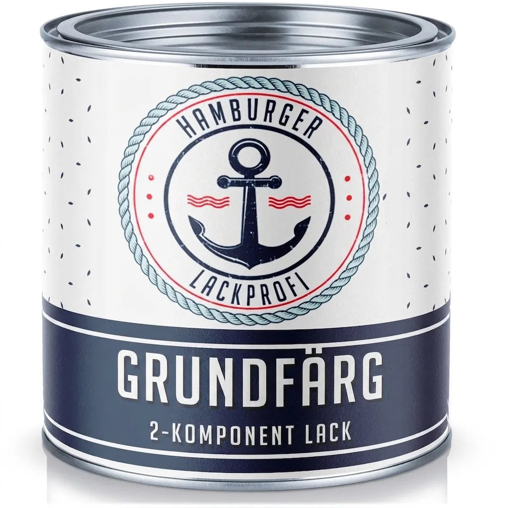 Hamburger Lackprofi grundfärg, 2-komponentslack i burk. Maritim design med ankare och rep.