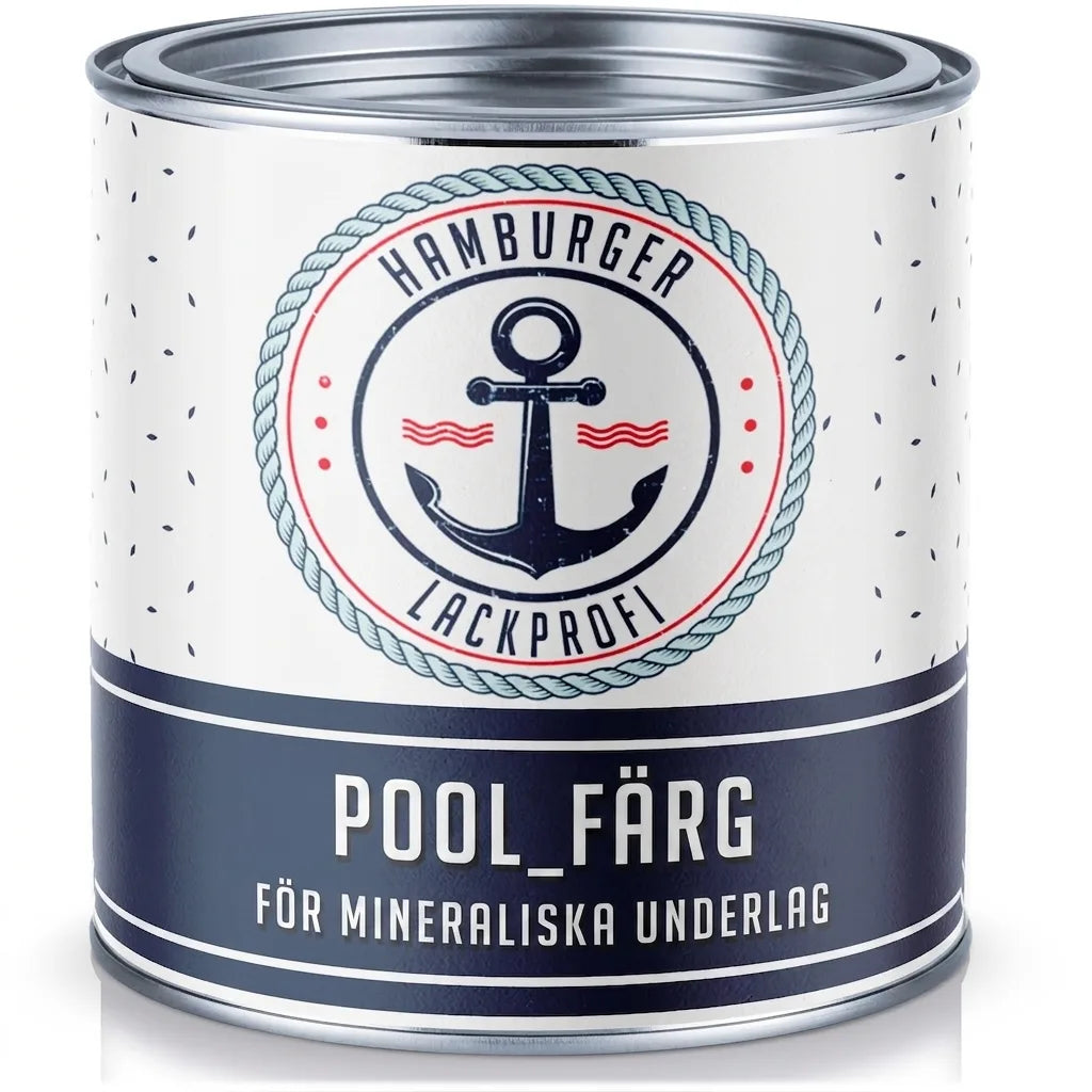 Färgburk med poolfärg från Hamburger Lackprofi för mineraliska underlag.