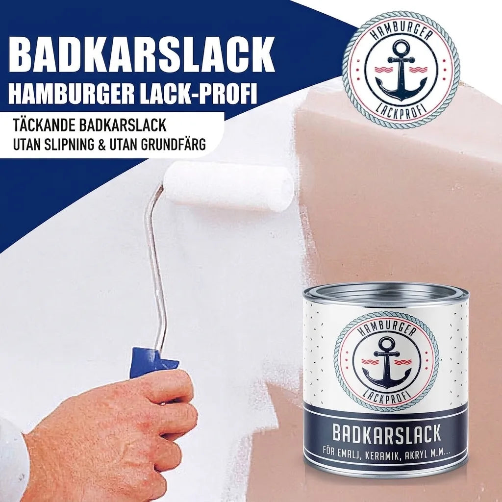 Hamburger Lack-Profi badkarslack. Högtäckande lack för badkar, emalj, keramik, akryl. Ingen slipning/grundfärg krävs.