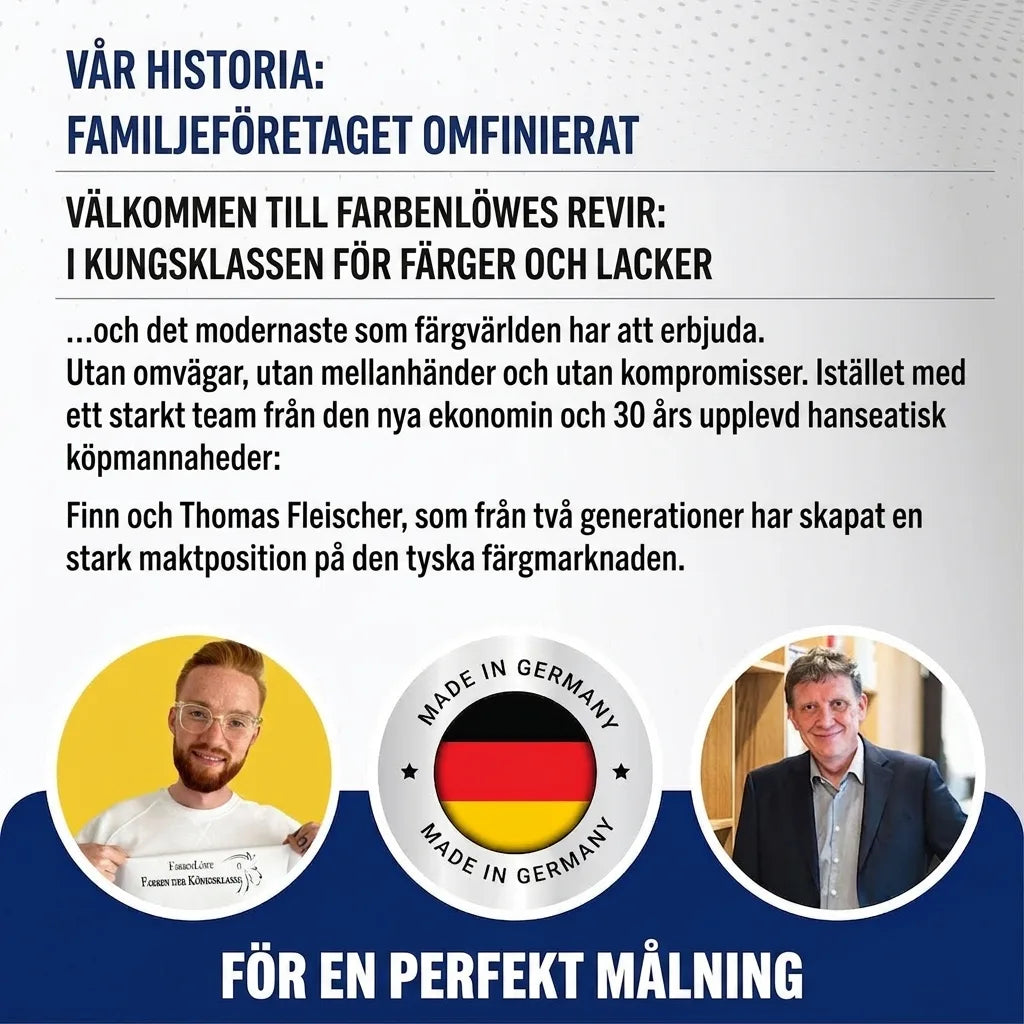 Tyskt familjeföretag Farbenlöwe, Finn och Thomas Fleischer, erbjuder Made in Germany färger och lacker för perfekt resultat.