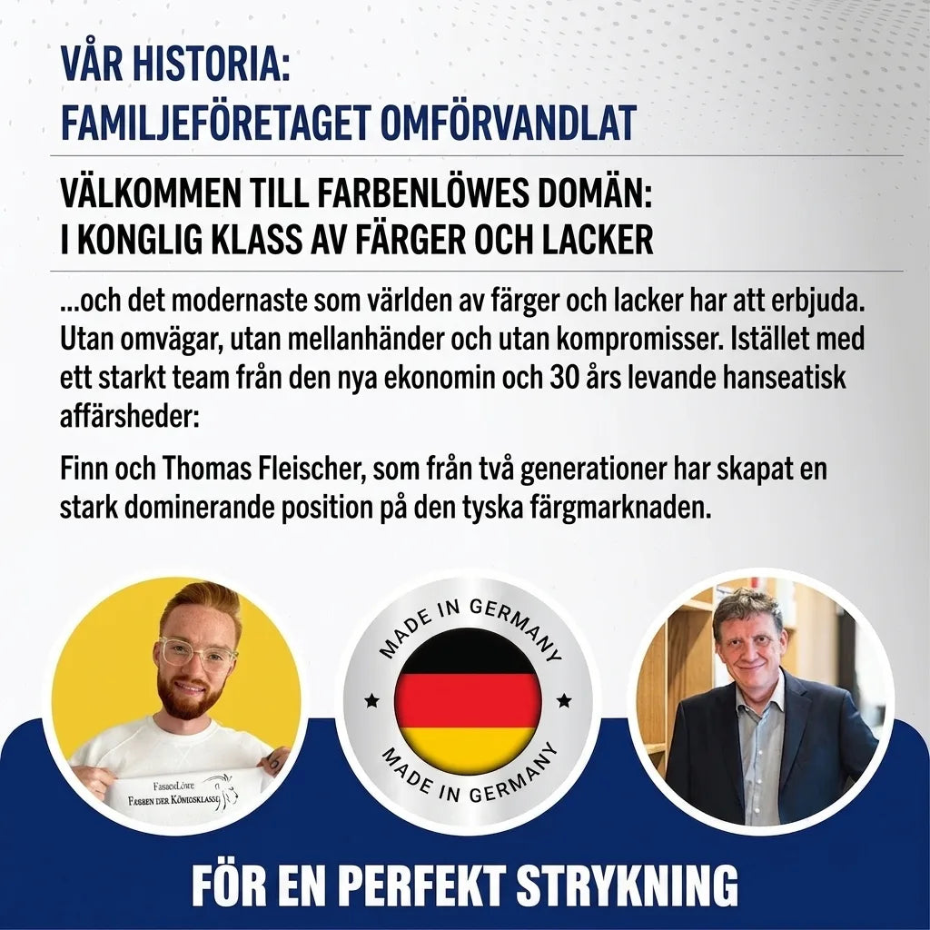 Tyskt familjeföretag Farbenlöwe, Finn & Thomas Fleischer, omdefinierar färgbranschen med kvalitetsfärger 'Made in Germany'.