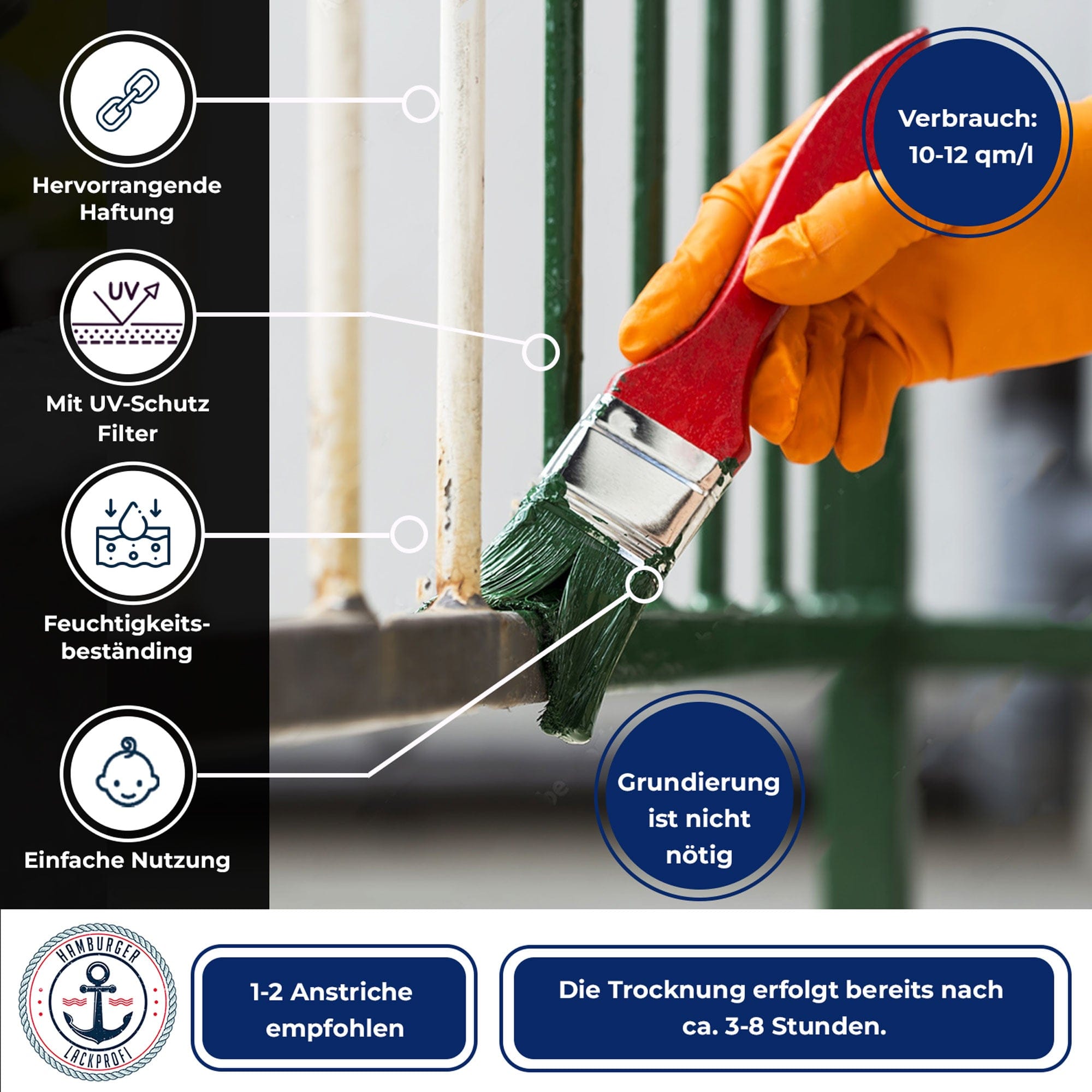 Hamburger Lack-Profi Lacke & Beschichtungen Hamburger Lack-Profi Metallschutzlack - abriebbeständig & schlagfest
