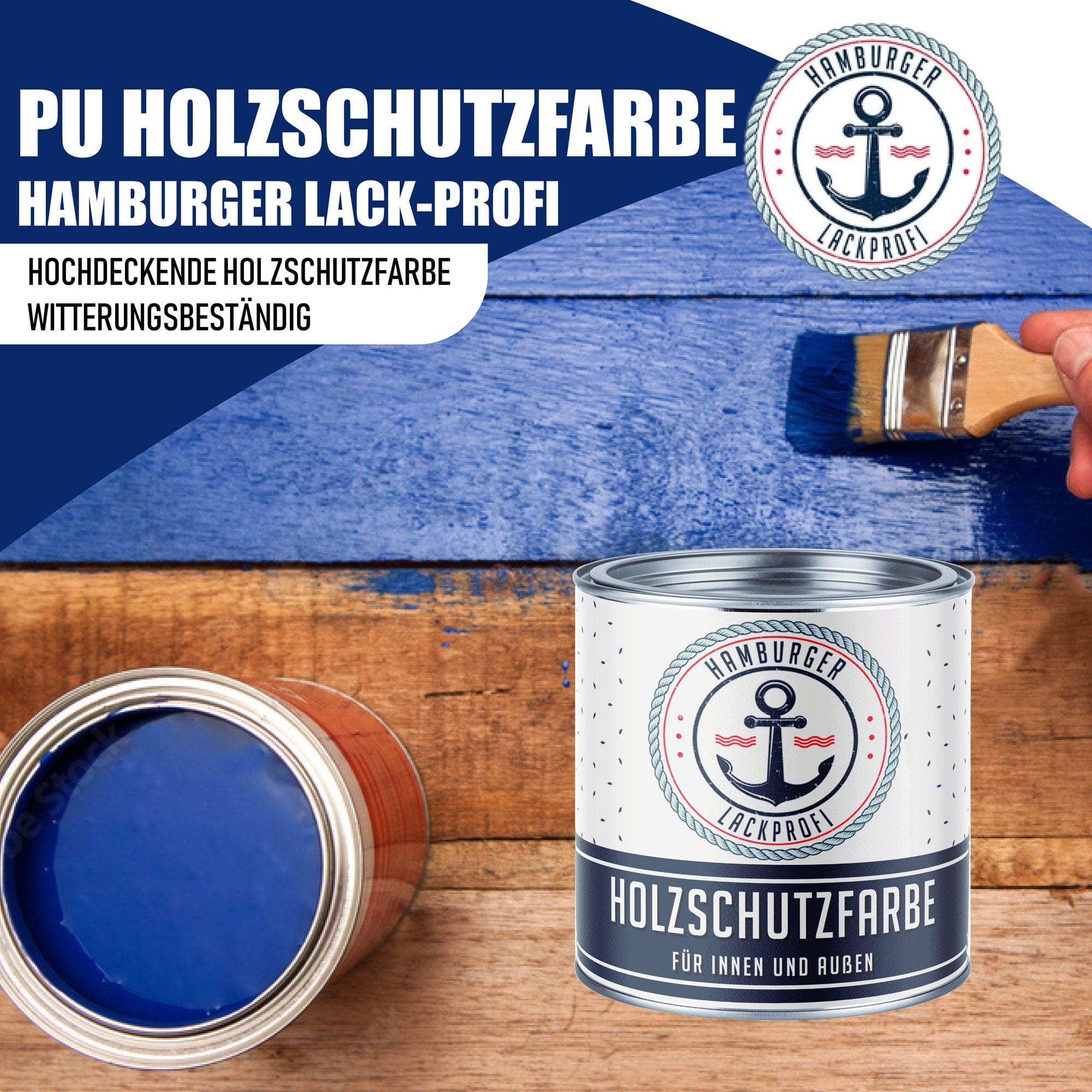 Hamburger Lack-Profi Lacke & Beschichtungen Hamburger Lack-Profi PU Holzschutzfarbe - Wetterschutzfarbe mit Lackierset (X300)