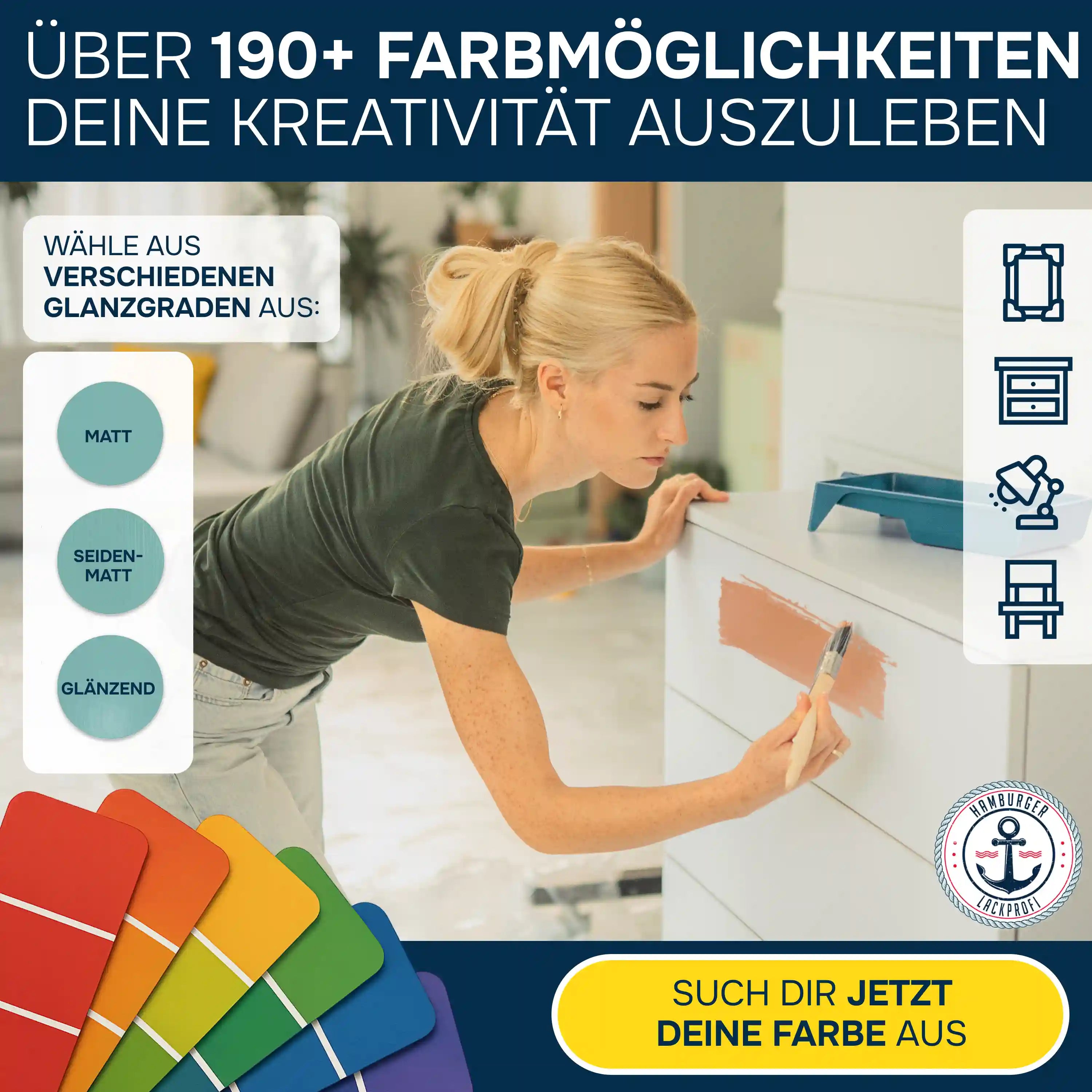 Hamburger Lack-Profi Möbelfarbe ohne Schleifen - Möbellack Hamburger Lack-Profi