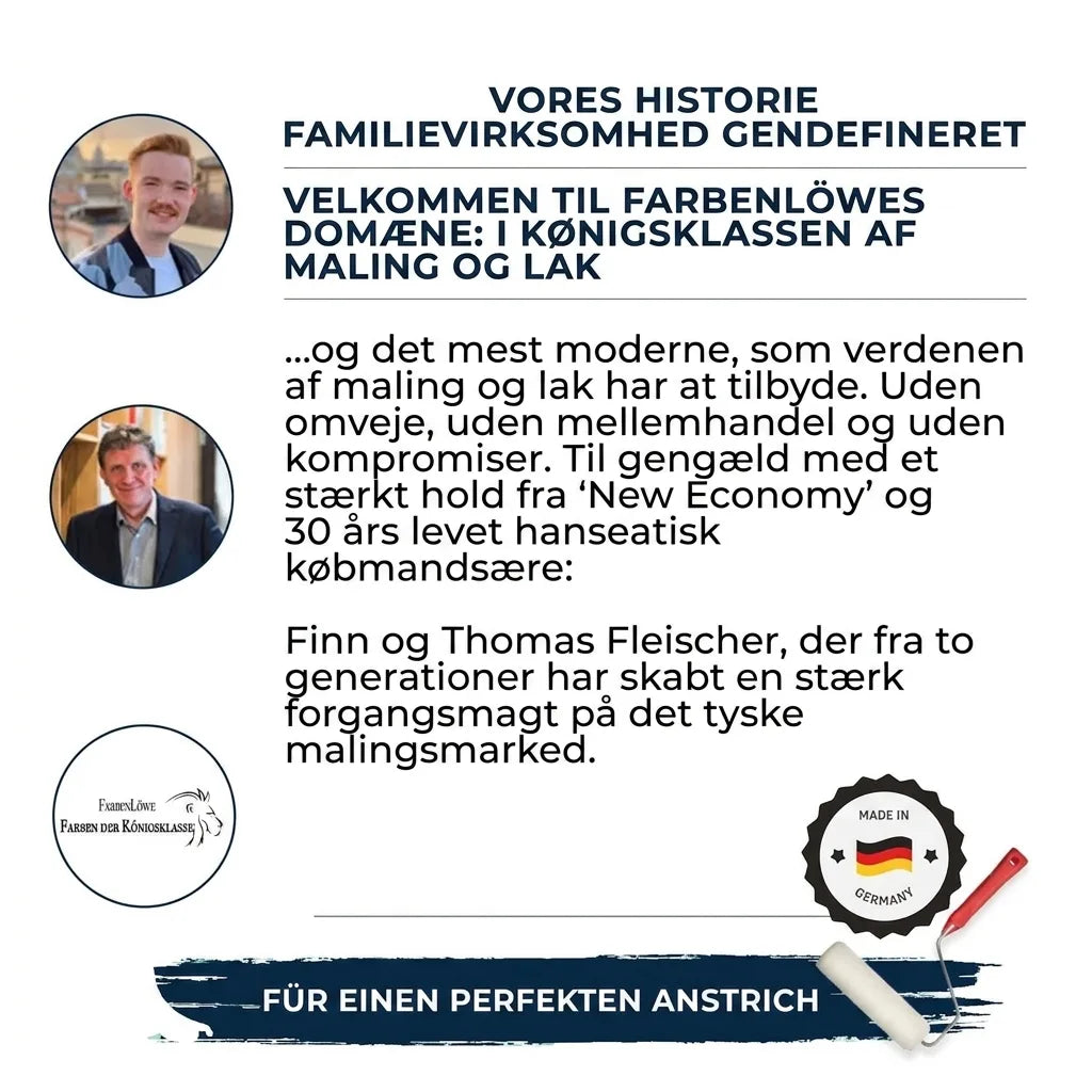 FarbenLöwe præsenterer tysk familiehistorie om maling og lak af kongeklasse med Finn og Thomas Fleischer.