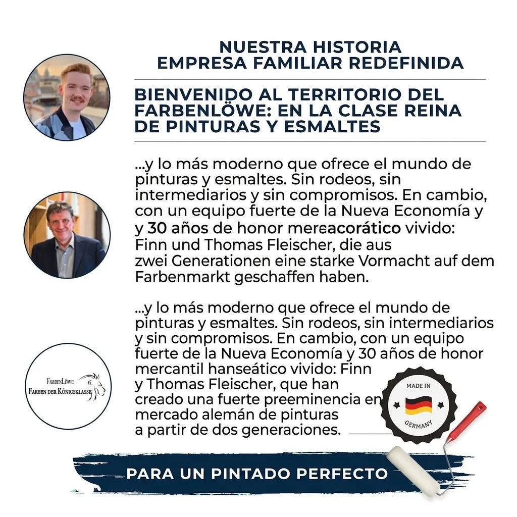 Historia de empresa familiar Farbenlöwe: pinturas y lacas de clase real, Made in Germany, para un acabado perfecto.