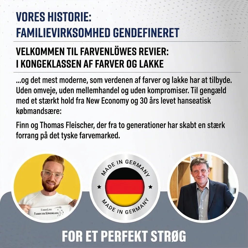 Farbenlöwe familieforetagende redefinerer maling og lak. Made in Germany. Finn & Thomas Fleischer om perfekt finish.