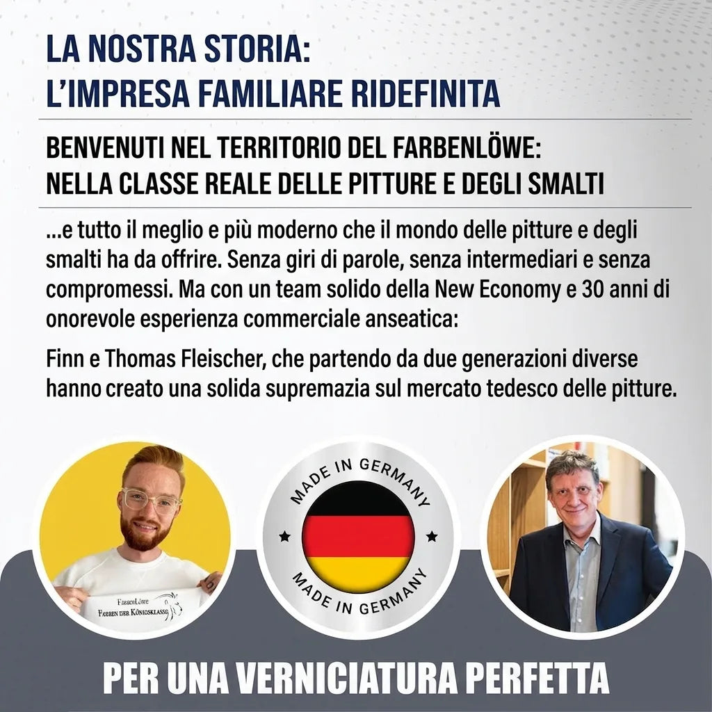 Farbenlöwe: azienda familiare tedesca, vernici di alta qualità Made in Germany per un rivestimento perfetto.