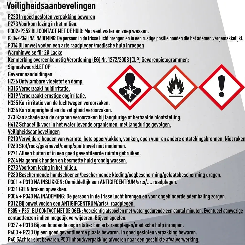 Duitse veiligheidsinstructies met gevarenwaarschuwingen, voorzorgsmaatregelen en bijbehorende pictogrammen.