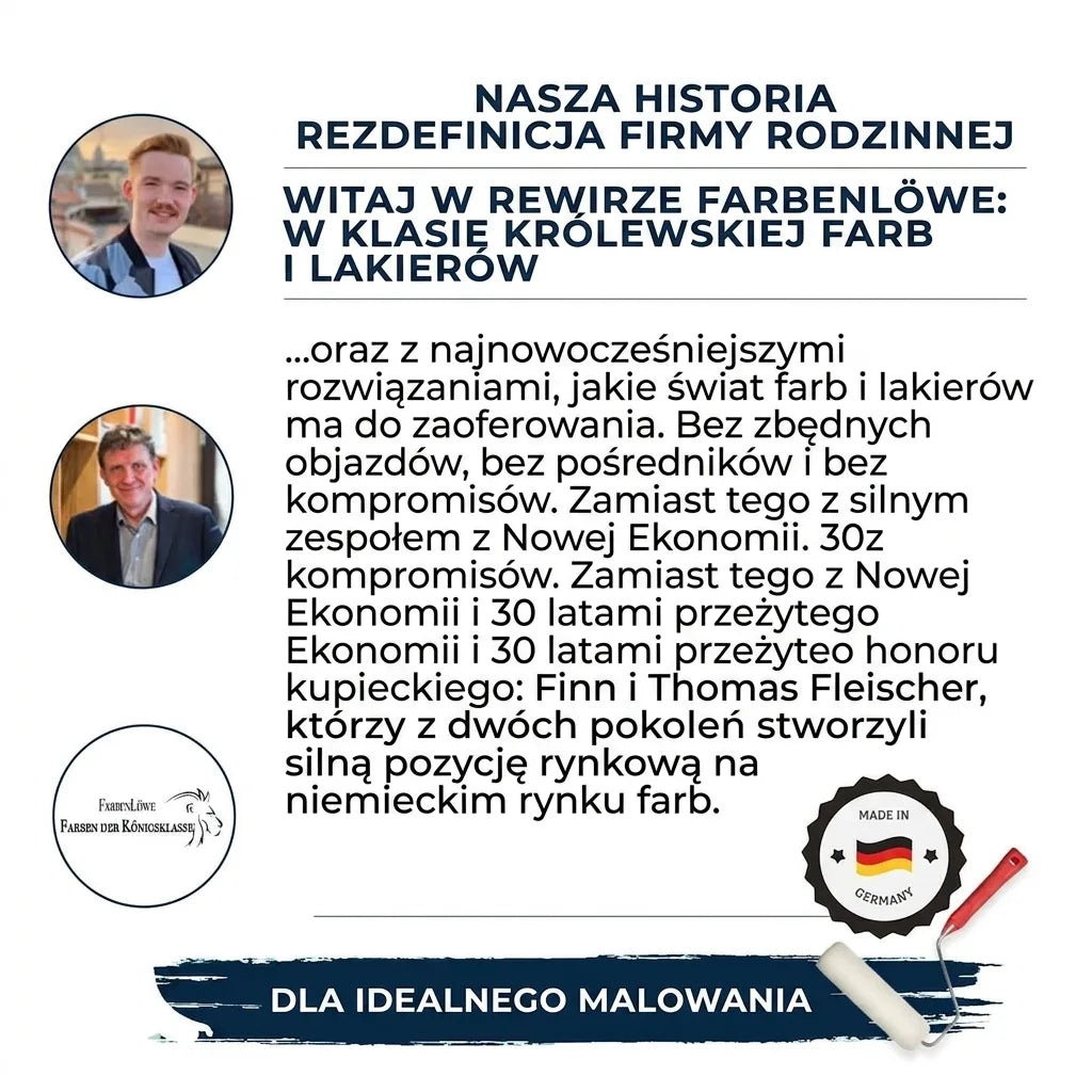 Finn i Thomas Fleischer prezentują rodzinny biznes Farbenlöwe. Wysokiej jakości niemieckie farby i lakiery do idealnego malowania.